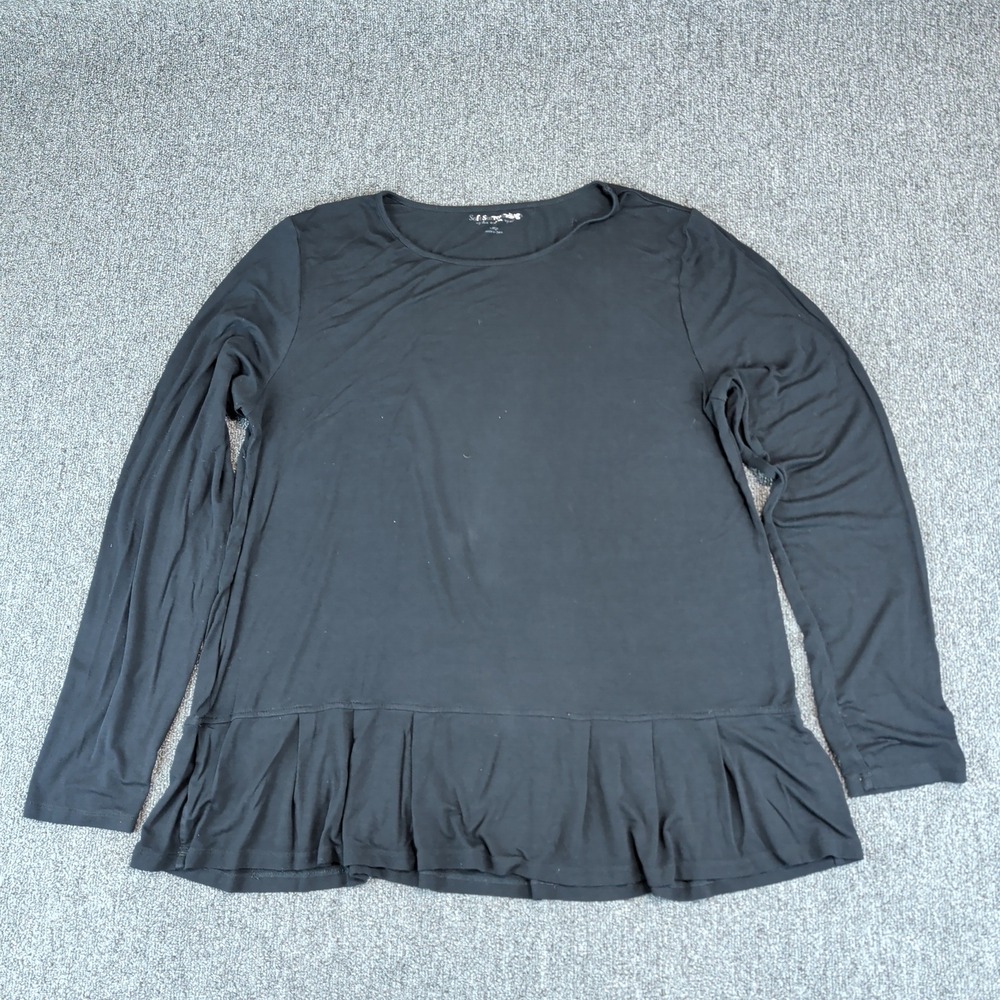 Soft Surroundings Peplum Hem Women L Black Casual Tunicβ Soft Girl Quiet Luxury